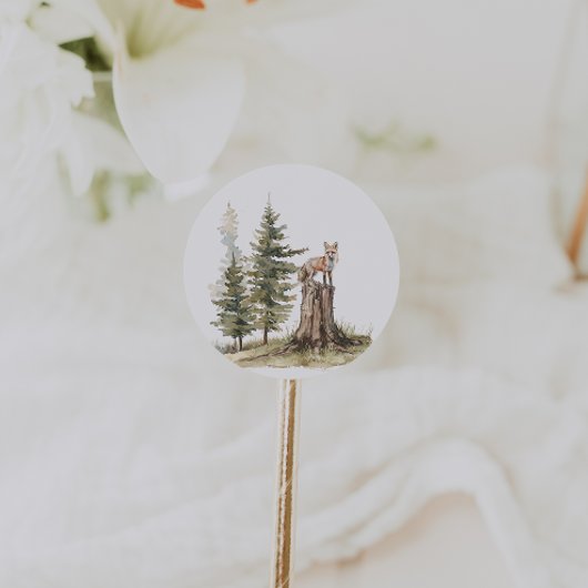 Waldtiere | Fox Baby Shower Gevor Runder Aufkleber