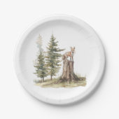 Waldtiere | Fox Baby Shower Pappteller (Vorderseite)