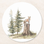 Waldtiere | Fox Baby Shower Runder Pappuntersetzer (Vorderseite)