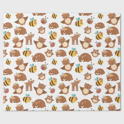 Waldtiere Fox Dee Kindergeburtstag   Geschenkpapier (Flach)