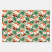 Waldtiere Fox Floral Kindergeburtstag Geschenkpapier Set (Vorderseite)