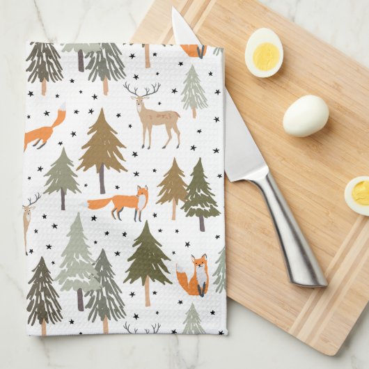 Waldtiere Fox  Geschirrtuch (Viertel Falte)