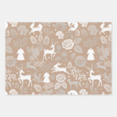 Waldtiere Fox, Hirsch, Kaninchen und Blumen Geschenkpapier Set (Vorderseite)