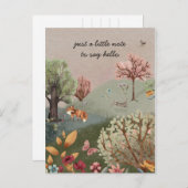 Waldtiere Fox Kaninchen-Blume Postkarte (Vorne/Hinten)