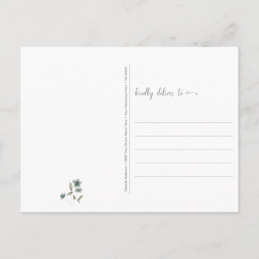 Waldtiere Fox Kaninchen-Blume Postkarte (Rückseite)