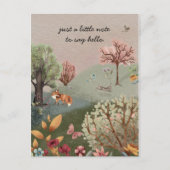 Waldtiere Fox Kaninchen-Blume Postkarte (Vorderseite)
