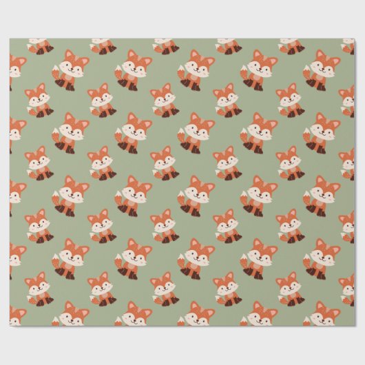 Waldtiere Fox-Kindergeburtstag  Geschenkpapier (Flach)