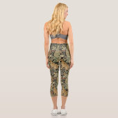 WALDTIERE, FOX, PEACOCK, HARE IN GRÜNEN BLUMEN CAPRI LEGGINGS (Rückseite)