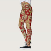 WALDTIERE, FOX, PEACOCK, HARE IN ROTEN BLUMEN LEGGINGS (Links)