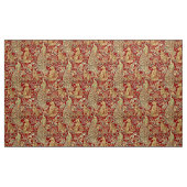 WALDTIERE, FOX, PEACOCK, HARE IN ROTEN BLUMEN STOFF (Yard (91,4 cm))