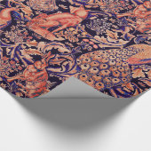 WALDTIERE, FOX, PEACOCK, HARE, PINK BLUE FLORAL GESCHENKPAPIER (Ecke)
