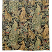 WALDTIERE Fox, Pfau, Hasen in grüner Blüte Duschvorhang (Vorderseite)