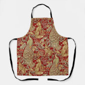 WALDTIERE Fox, Pfau, Hasen in roter Blüte  Schürze (Vorderseite)