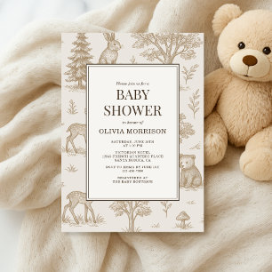 Waldtiere Französische Toile Baby Shower Einladung