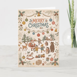 Waldtiere Frohe Weihnachtskarte Karte