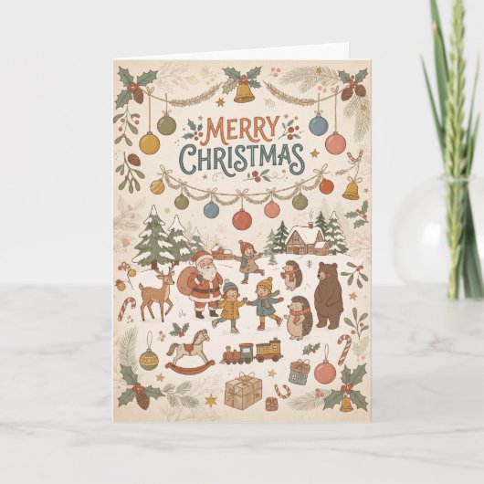 Waldtiere Frohe Weihnachtskarte Karte (Vorderseite)