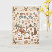 Waldtiere Frohe Weihnachtskarte Karte (Gelbe Blume)