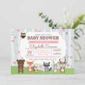 Waldtiere Frühjahr oder Sommer-Girl-Babydusche Einladung (Stehend Vorderseite)