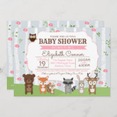 Waldtiere Frühjahr oder Sommer-Girl-Babydusche Einladung (Vorne/Hinten)