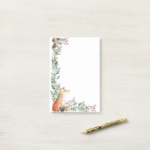 Waldtiere, Fuchs, Blattwerk, Weihnachtsbeeren Post-it Klebezettel (Auf Schreibtisch)