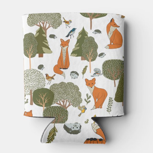 Waldtiere: Füchse, Vogelmuster Dosenkühler (Rückseite)