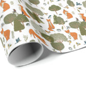 Waldtiere: Füchse, Vogelmuster Geschenkpapier (Rolleneckpunkt)