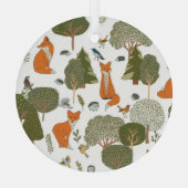 Waldtiere: Füchse, Vogelmuster Ornament Aus Glas (Rückseite)