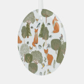 Waldtiere: Füchse, Vogelmuster Ornament Aus Glas (Vorderseite links)