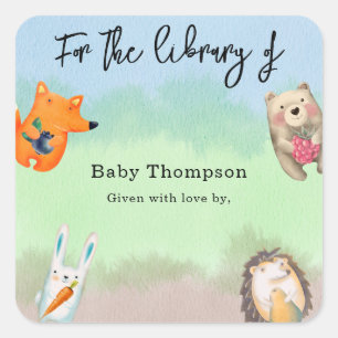 Waldtiere - für die Bibliothek Quadratischer Aufkleber