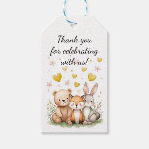 Waldtiere Geburtstag Bär Fuchs Hase Gelb Geschenkanhänger