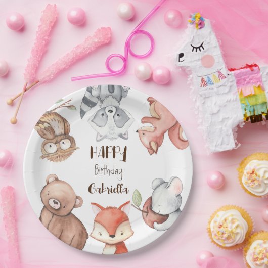 Waldtiere Geburtstag personalisiert Pappteller (Party)