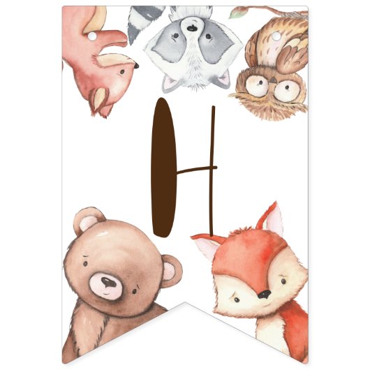 Waldtiere Geburtstag personalisiert Wimpelkette (Zweite Fahne)