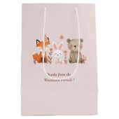 Waldtiere Geburtstag rosa Mittlere Geschenktüte (Rückseite)