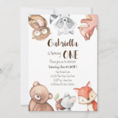 Waldtiere Geburtstagsfeier Einladung (Vorderseite)