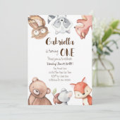 Waldtiere Geburtstagsfeier Einladung (Stehend Vorderseite)