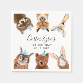Waldtiere Geburtstagsparty Blue Serviette