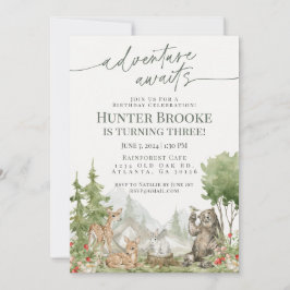 Waldtiere Geburtstagsparty Woodsy Einladung