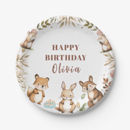 Waldtiere Geburtstagswald Pappteller (Vorderseite)