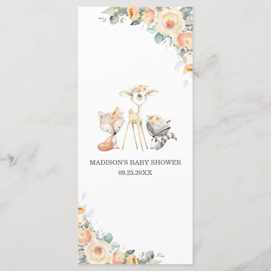 Waldtiere Gelbe Blumengrün Dusche Programm (Rückseite)