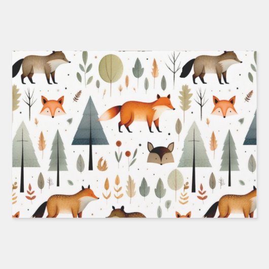 Waldtiere Geschenkpapier Set (Vorderseite 3)