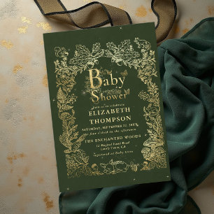 Waldtiere-Geschichtenbuch-Feenzauber-Baby-Party Einladung
