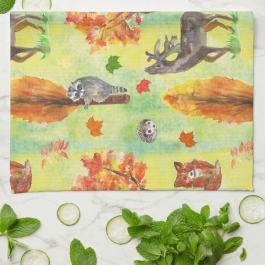 Waldtiere Geschirrtuch (Gefaltet)