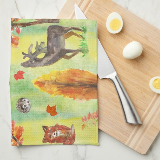 Waldtiere Geschirrtuch (Viertel Falte)