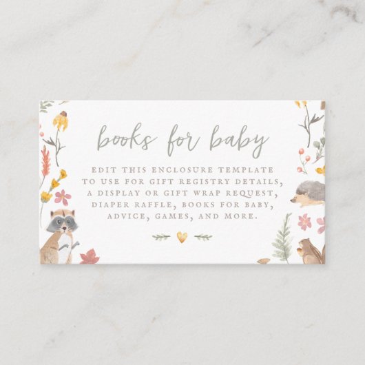 Waldtiere Geschlecht neutrale Babydusche Begleitkarte (Vorderseite)