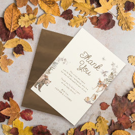 Waldtiere Geschlecht neutrale Babydusche Dankeskarte