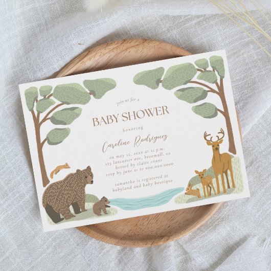 Waldtiere Geschlecht neutrale Babydusche Einladung