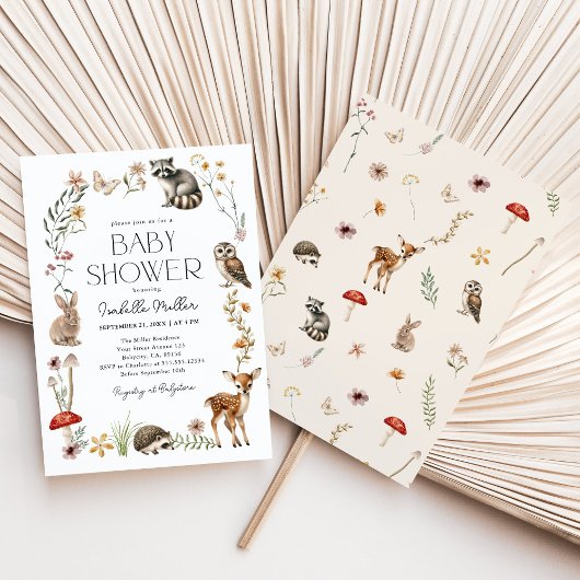 Waldtiere Geschlecht neutrale Babydusche Einladung