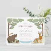 Waldtiere Geschlecht neutrale Babydusche Einladung (Stehend Vorderseite)