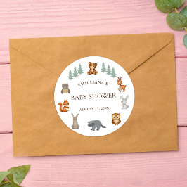 Waldtiere Geschlecht neutrale Babydusche Runder Aufkleber