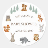Waldtiere Geschlecht neutrale Babydusche Runder Aufkleber (Vorderseite)